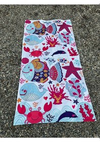 Resim Baskılı Plaj Havlusu Pembe - Kırmızı 