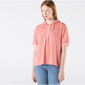 Resim Lacoste Kadın Loose Fit Kapüşonlu Pembe Polo 