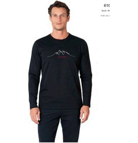 Resim Pierre Cardin 6101 Erkek Uzun Kollu Bisiklet Yaka Pijama Takımı-siyah Siyah 