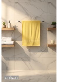 Resim 2'li Sarı Greek El Havlusu - 50x90 Cm, 225 Gr, %100 Pamuk, Spa Ve Otel Havlusu Sarı 