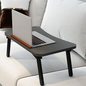 Resim interGO Gri Renkli Laptop Katlanabilir Yatak Koltuk Üstü Kahvaltı Bilgisayar Sehpası - Antrasit Gri 