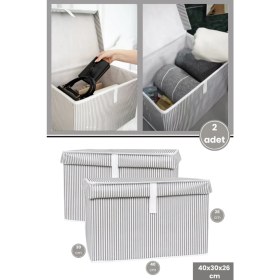 Resim TeknoTrust Gri kutu ve hurç, düzenleyici, dayanıklı, fonksiyonel, 40x30x26cm, 2 adet 