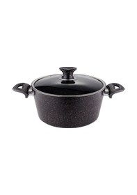 Resim 28 Cm Granit Derin Tencere Cam Kapak - Siyah Siyah 