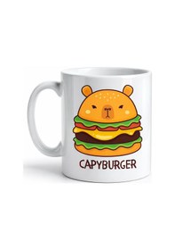 Resim Capyburger Tasarım Kupa Model 230 Sevimli Kapibara Burger Baskılı Seramik Kahve Kupası Diğer 