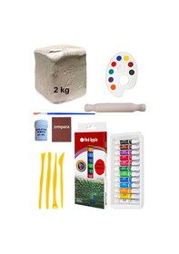 Resim Beyaz Seramik Hamuru, Doğal Oyun Hamuru, Kil Çamuru 2 Kg 2000 Gr Ebeşuar Seti 