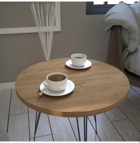 Resim Sandalf Yan Sehpa & Metak Ayaklı Servis Sehpası Kafkas Meşe 