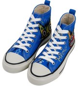 Resim Dogo Kadın Vegan Mavi High Sneakers - Meow Attack Tasarım 