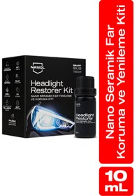 Resim Nasiol Headlight Restorer Nano Seramik Far Yenileme ve Koruma Kiti-3 Yıl Dayanım-10ml-Far Temizleme 