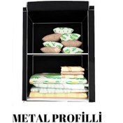 Resim Beyazpazar Bez Dolap Yorgan Hurcu Metal Profilli SİYAH Siyah 