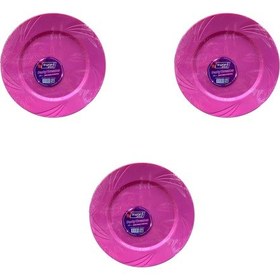 Resim Kullan At Parti Davet Sunum Servis Plastik Sert Mika Tabak - 26 Cm. - Pembe - 6 Adetlik 3 Paket 