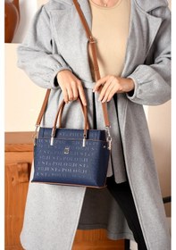 Resim Just Polo 5 Bölmeli Şık El & Omuz Çantası Shoulder Bag Ebat : 22 X 25 Cm Lacivert - Taba 