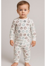 Resim Aden Kids %100 Pamuk Çocuk Alt Üst Pijama Takımı Soluk Sarı 