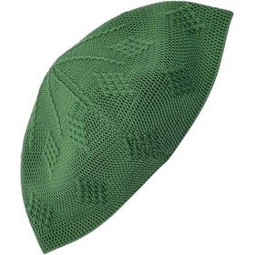 Resim 10'lu Dokuma Örgü Desenli Takke Kaliteli Namaz Takkesi Haki 