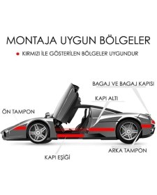 Resim Tampon Çamurluk Bagaj Kapı Eşiği Koruyucu Şerit Eşik Koruma Bandı Mavi + Parlak Siyah 5mt 