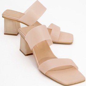Resim Luvishoes Luvi Shoes Russell Ten Cilt Şeffaf Bantlı Kadın Topuklu Terlik Ten 