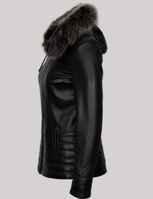 Resim Kadın Deri Mont Kapüşonlu-ka02039 Siyah 