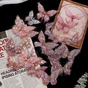 Resim 20 adet Pembe Kristal Kelebek Çıkartması - 3D Dekoratif Çıkartmalar DIY Günlükler, Parti Hediyeleri ve Ev Ofisi Dekoru için, Plastik Malzeme, Güç Gerektirmez, Kelebek Dekorasyonları 