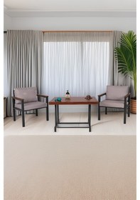 Resim Neokas Bahce Mobilyası, Modern Balkon Mobilyası, Kafe Oturma Takımı, Teras Koltugu, 1+1+m Antrasit 