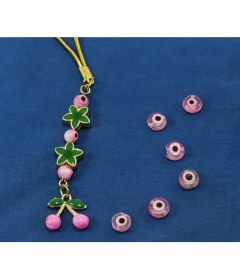 Resim Küçük, Toz Pembe Lotus Çiçekli Kiraz Araba Dikiz Ayna Süsü, Yeni Araba Hediyesi 