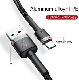 Resim Baseus Cafule Serisi, Şarj & Data Aktarım Kablosu, Gri - Siyah, 0.5 m, 3 A, USB Kablo,USB Type A & USB Type C 