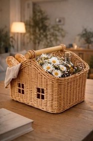 Resim Organizer Rattan TINY HOUSE Sepet 25 * 25 * 35 cm | El Yapımı Doğal Organizer&Dolapiçi Sepet 