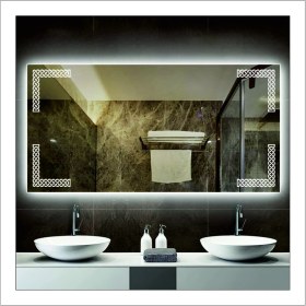 Resim Dnr-Mirror65x90 Cm Beyaz Ledli Tasarım Kumlamalı Banyo Aynası Makyaj Aynası Işıklı Ayna 