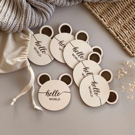 Resim Ahşap Teddy Anı Kartı - 50 Adet 