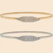 Resim Kadınların Rhinestone Süslemeli Elastik Metal Beli - Çeşitli Esnek Sinç Kemer, Akşam, Etkinlikler ve Her Gün Giyim İçin Mükemmel 