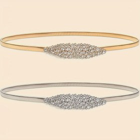 Resim Kadınların Rhinestone Süslemeli Elastik Metal Beli - Çeşitli Esnek Sinç Kemer, Akşam, Etkinlikler ve Her Gün Giyim İçin Mükemmel 