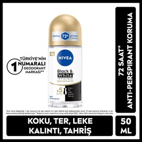 Resim Nivea Kadın Roll-On Deodorant Black & White Invisible İpeksi Pürüzsüzlük 50 ml 