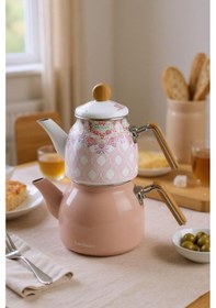 Resim Bambum Unique - Bambu Kulplu Emaye Çaydanlık Takımı Pembe 
