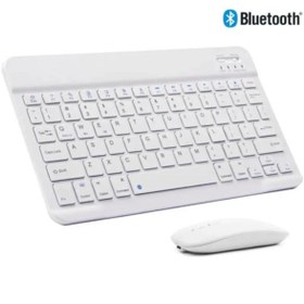 Resim TezMax Preo Ptab P10 10.1" Uyumlu Kablosuz Bluetooth Şarj Edilebilir Klavye Mouse Seti - Beyaz 