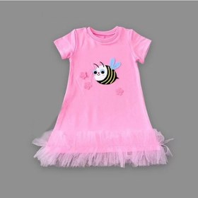 Resim 1-2-3 Yaş Arıcık Nakışlı Eteği Fırfırlı Jile Kız Çocuk Elbisesi Pembe Pembe 