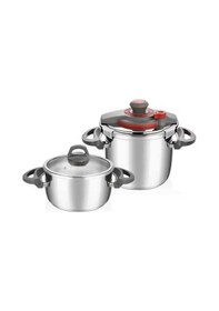 Resim Falez Klipso İkiz Düdüklü Tencere Seti 4 + 7 Litre Siyah 