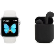 Resim Tüm Telefonlarla Uyumlu Beyaz Watch 6 Series Akıllı Saat ve Siyah Tws I12 Uyumlu Bluetooth Kulaklık 
