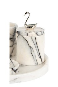 Resim MIARIK DESIGN & DEKORASYON Dekoratif Leylak Mermer Pamukluk Gümüş Sılver Kuğu Detaylı 