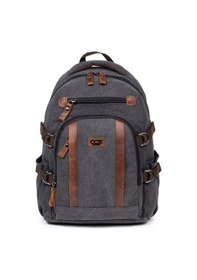 Resim 14 İnç Laptop Bölmeli Kanvas Kumaş Su Geçirmez Sırt Çantası Siyah 