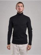 Resim Büyük Beden Yaka Düğmeli Balıkçı Yaka Kazak 263020473 Siyah 