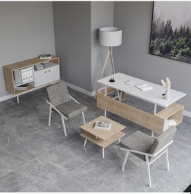 Resim Lagomood İrony Maxi İki Koltuklu Ofis Takım Meşe Beyaz 