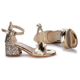 Resim Kiko Kids Sheila Ayna Çam Günlük Kız Çocuk 3 Cm Topuklu Sandalet Abiye Ayakkabı Altın 