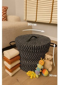 Resim Mavaux Armonia Deri Saplı Kapaklı Kirli Çamaşır Sepeti Düzenleme Sepeti Oyuncak Sepeti Siyah-beyaz 