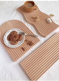 Resim Ahşap Oymalı Gökkuşağı Sunum Tepsisi Ve Kesme Tahtası 3’Lü Ahşap 