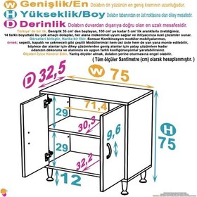 Resim Eliusta Arden 75 Cm Beyaz 2 Bölmeli Banyo Düzenleyici Dolap 1 Raflı Çok Amaçlı Mutfak Dolabı 75x75x32,5 Cm Beyaz 