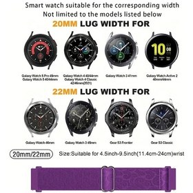 Resim Gateesat Samsung Galaxy Watch 7/6/5/4 İçin Kancalı Dayanıklı Siyah Nylon Kayış 20mm Mavi 