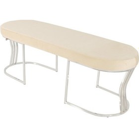 Resim Viego Silver Smooth- Krem Kapitoneli Model Puf & Bench & Koltuk- Oturak-uzun Makyaj Puff-yatak Odası Ucu &önü 