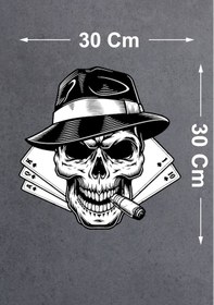 Resim Kurukafa Poker Iskambil Kağıdı Skull Sticker - 00332 30x30 Cm 