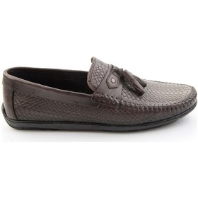 Resim Kahve Baskılı Hakiki Deri Erkek Loafer Ayakkabı E01697032503 Kahve 