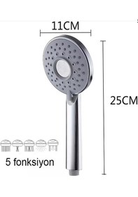 Resim Euromix Masajlı 5 Fonksiyonlu El Duş Başlığı Tekbaşlık Krom - Parlak 