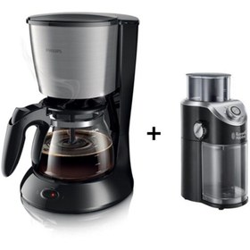 Resim Philips HD7462/20 Siyah Filtre Kahve Makinesi + Russell Hobbs 23120-56 Classics Kahve Öğütücü 