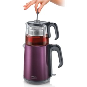 Resim Arzum AR3031 Çaycı Heptaze Çay Makinesi - Inox / Cam - Mürdüm 